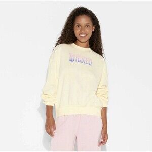 Wicked For Good Mad Engine Butterfly Pearl Beaded Graphic Sweatshirt S NWT